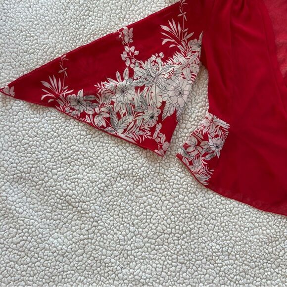 Rampage Y2K Sheer Bell Long Sleeve Floral Wrap Fairycore Coquette Blouse Size M - Picture 12 of 12